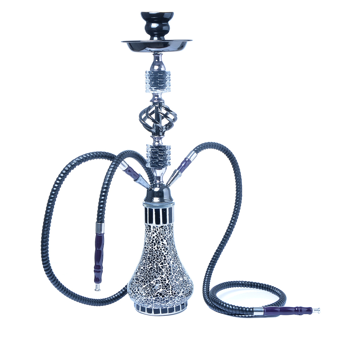 GlassKing Blue and White Glass Double-Tube Hookah