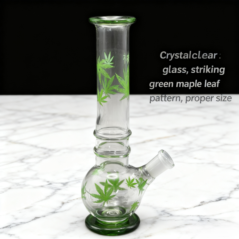 GlassKing Breath of Nature Hookah Bottle | Fresh Green Leaf Design