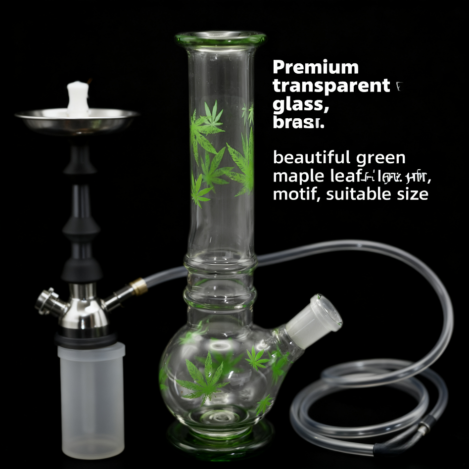 GlassKing Breath of Nature Hookah Bottle | Fresh Green Leaf Design
