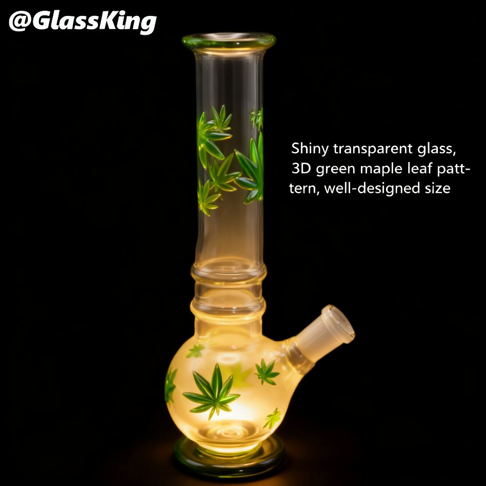 GlassKing Breath of Nature Hookah Bottle | Fresh Green Leaf Design