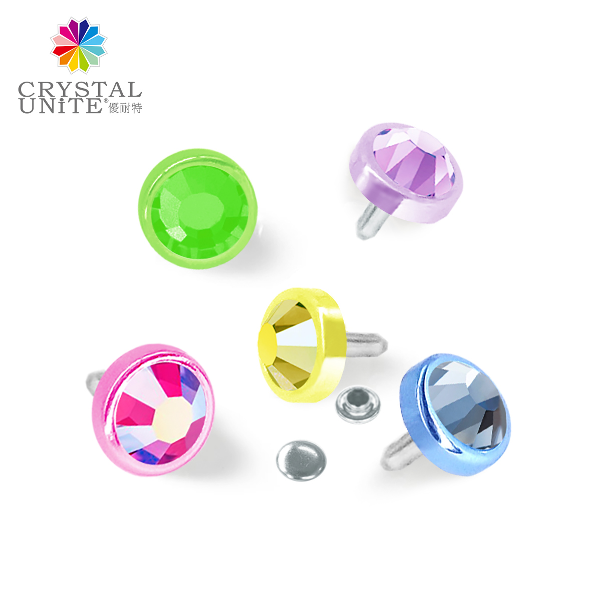 Flat Back Crystal Rivets - neon color