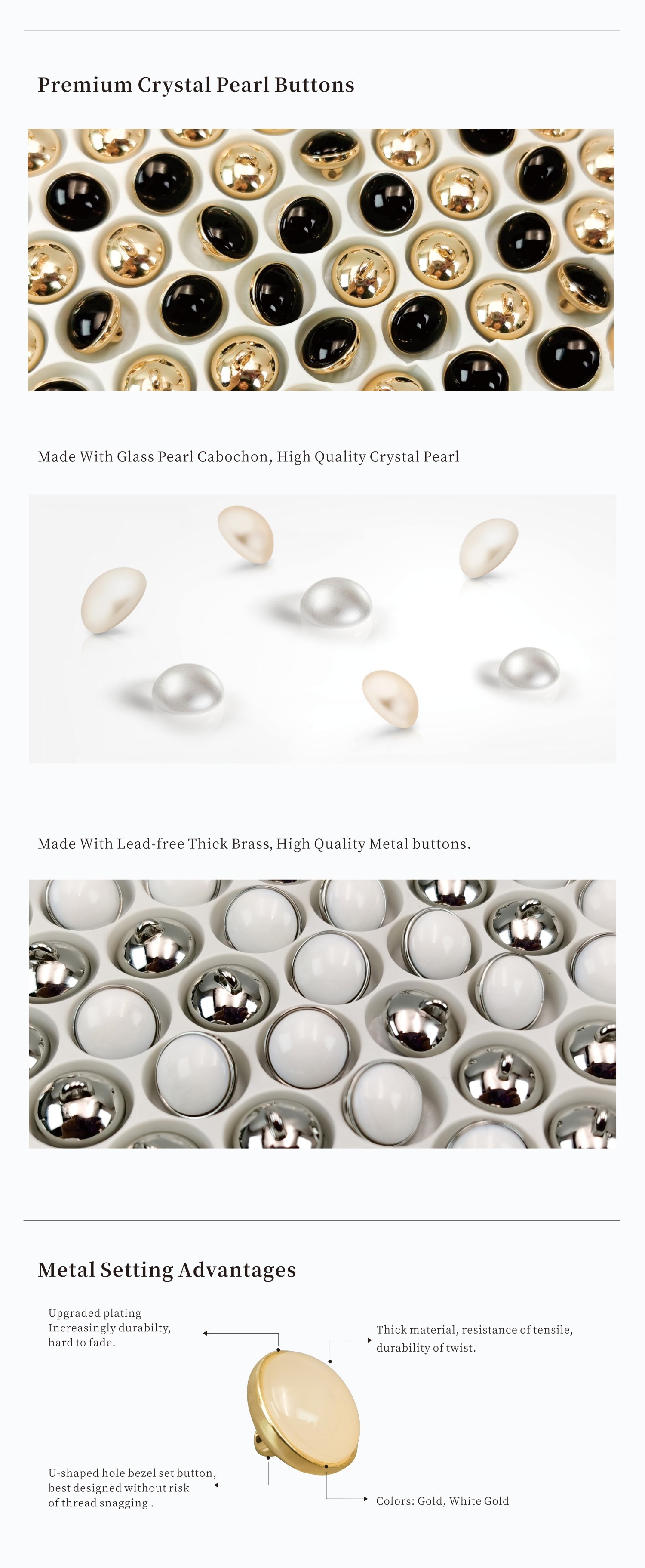 UB2250 Crystal Button - bezel setting quality advantage