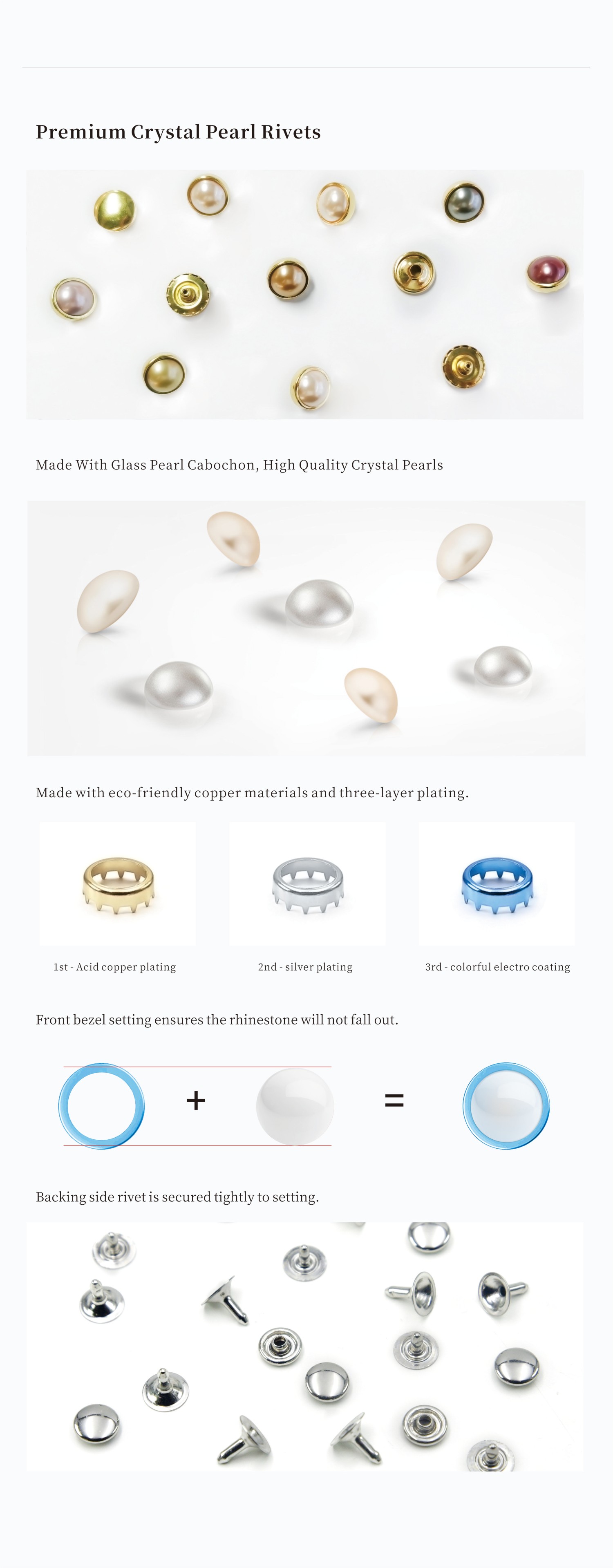 Flat Pearl Rivets - quality advantage - luster and flatback design