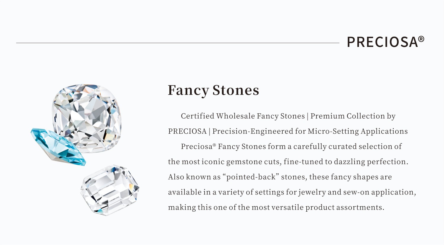 PRECIOSA Fancy Stones MAXIMA - multiple fancy shape designs including teardrop, oval, square, heart