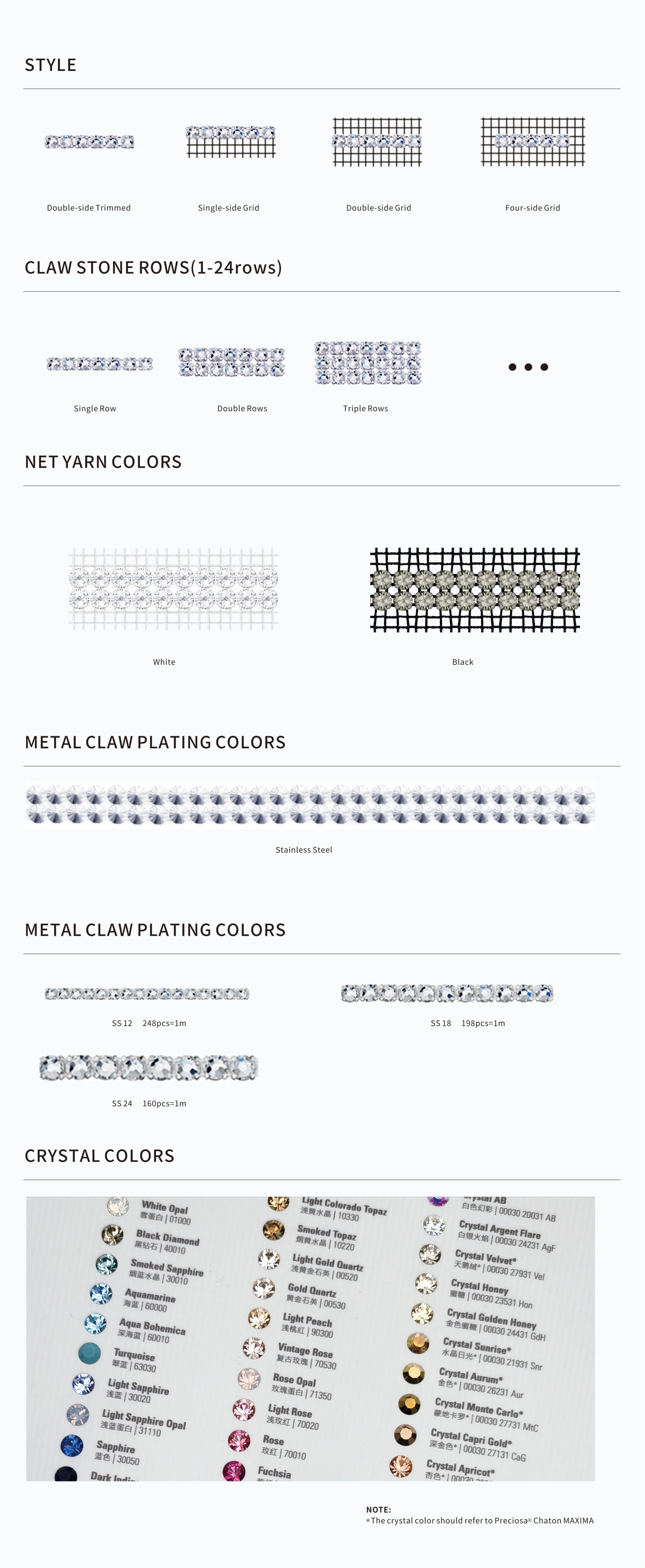 Crystal Banding - size and color