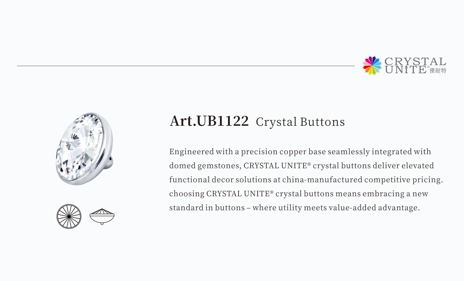 Crystal Buttons product showcase - UB1122 bezel set series