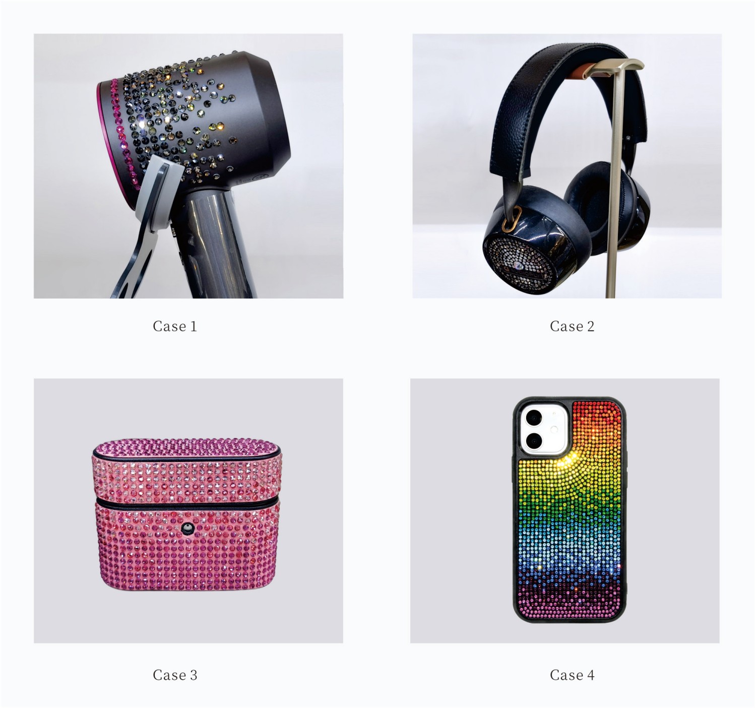 Flat Back Rhinestones Applied to Wireless Earphones