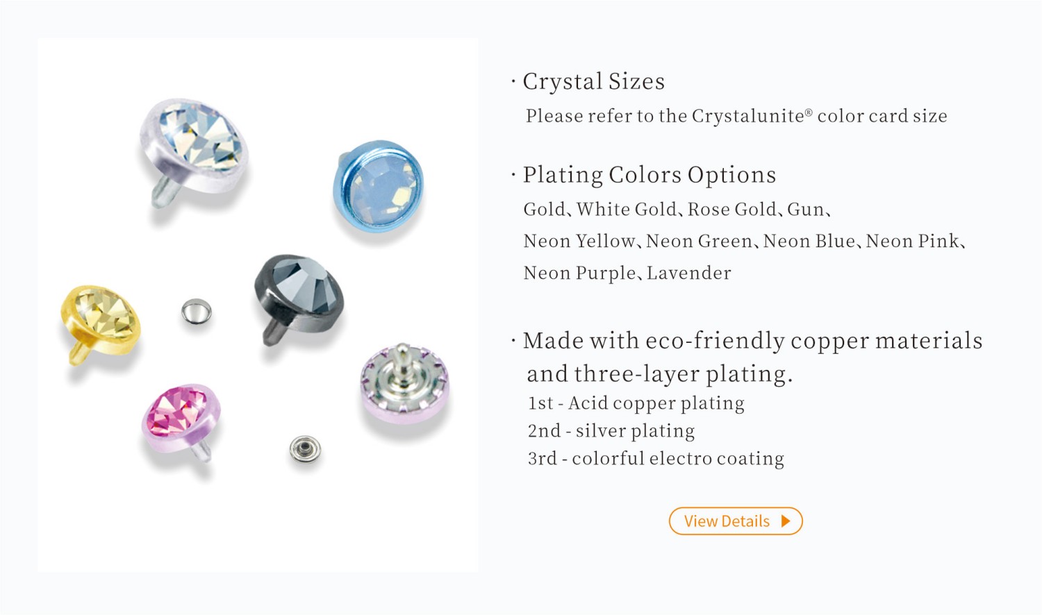 Rhinestone Rivets size and Color