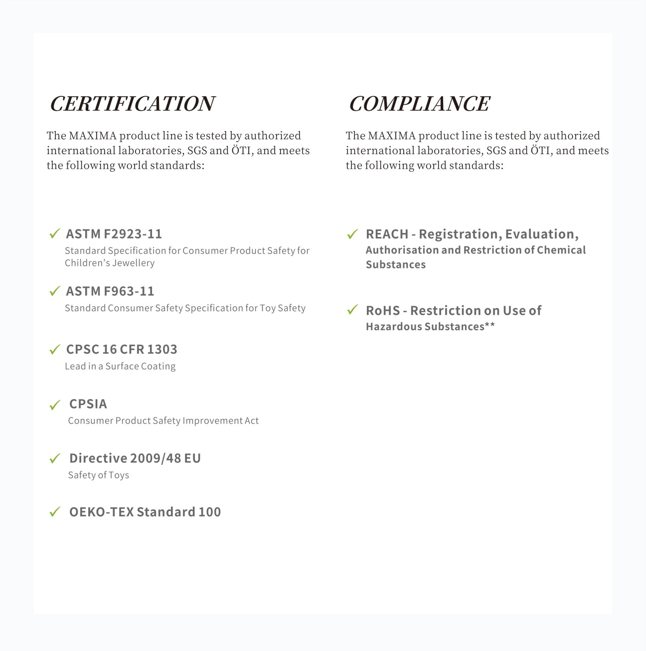 MAXIMA-Certification