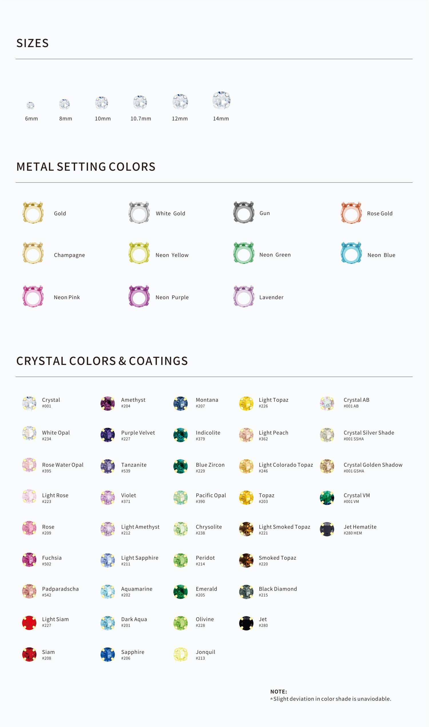 Prong Setting Crystals 1088FS sizes & colors