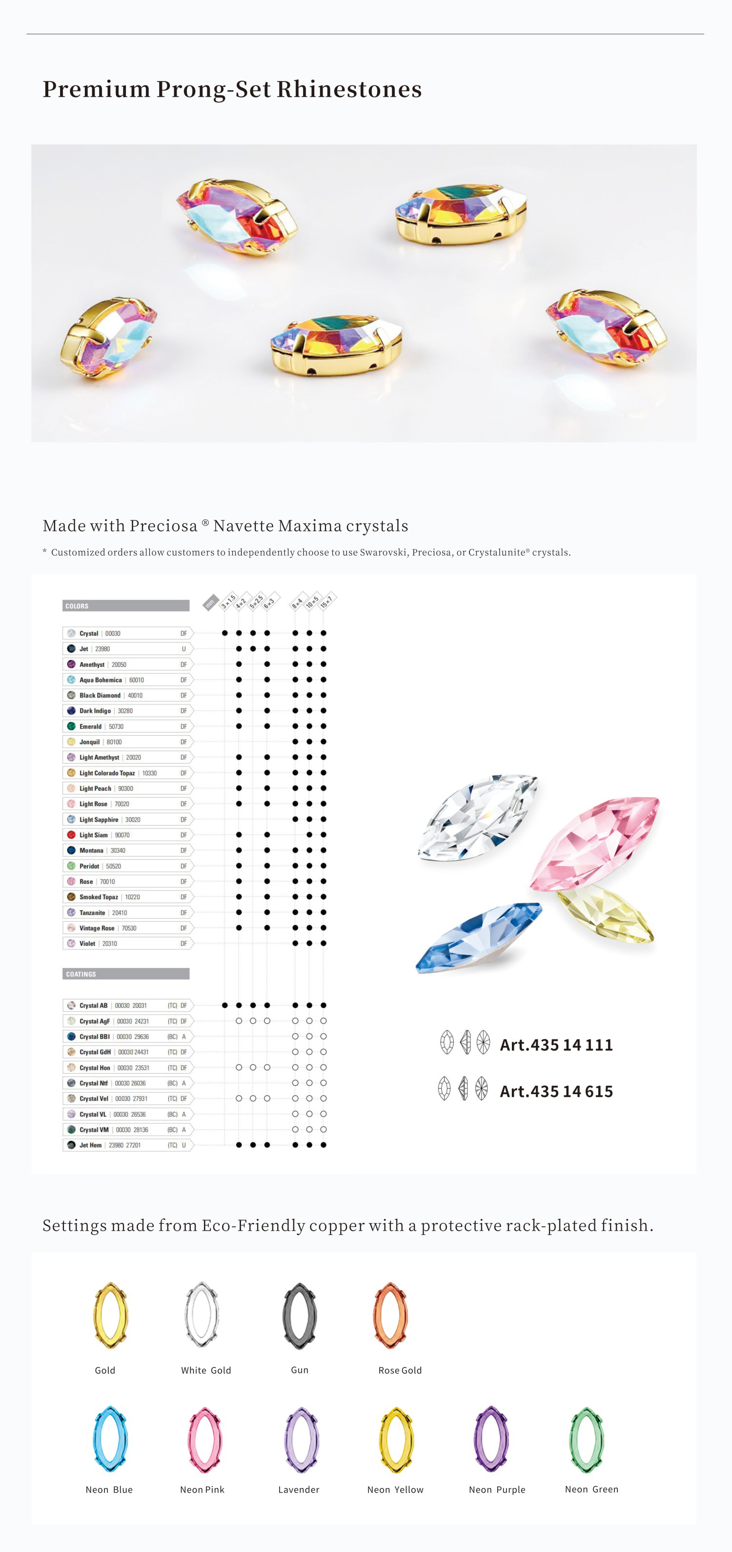 Rhinestone with Prong Settings - quality advantage