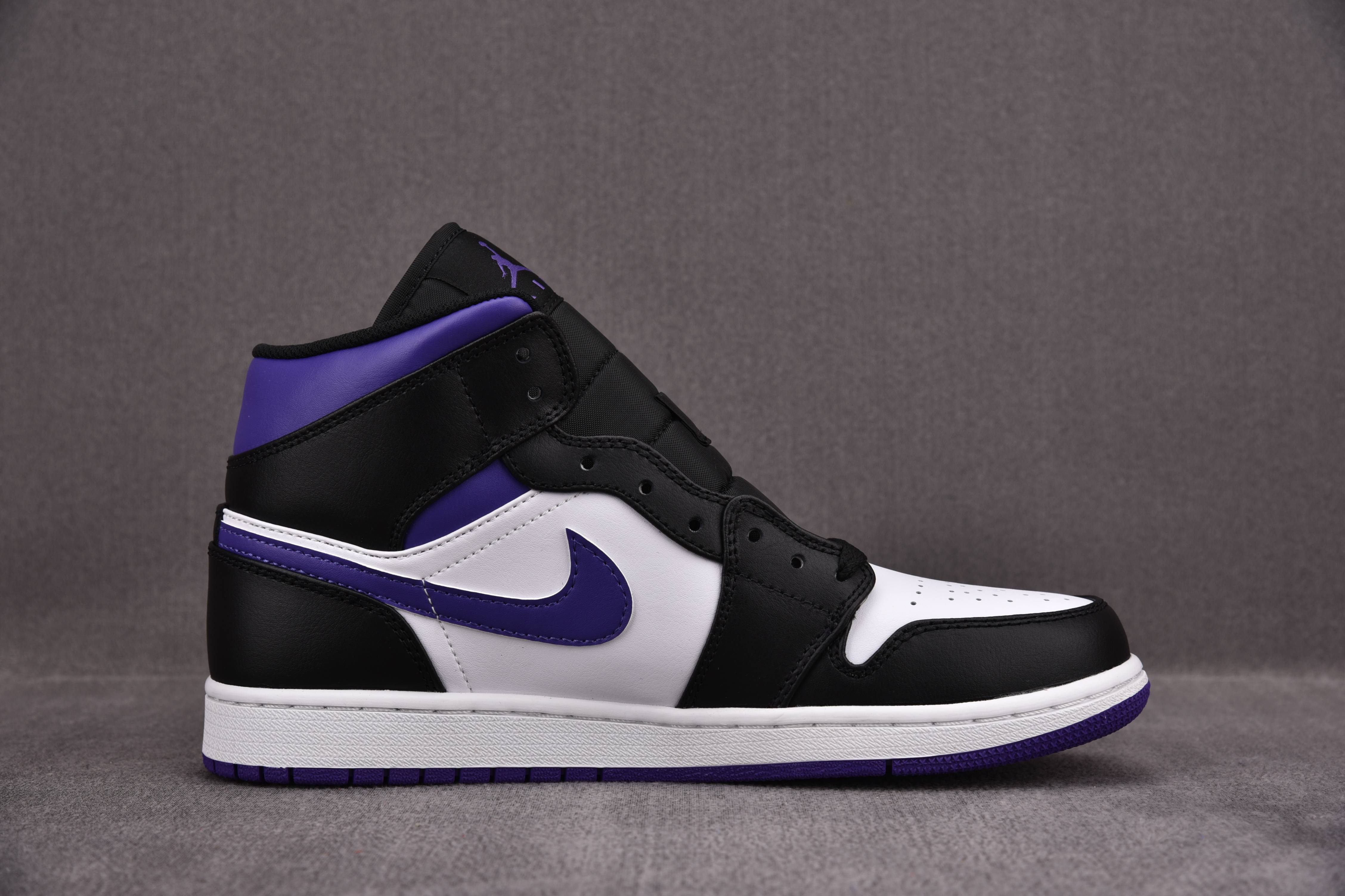 Jordan 1 Mid White Black Purple