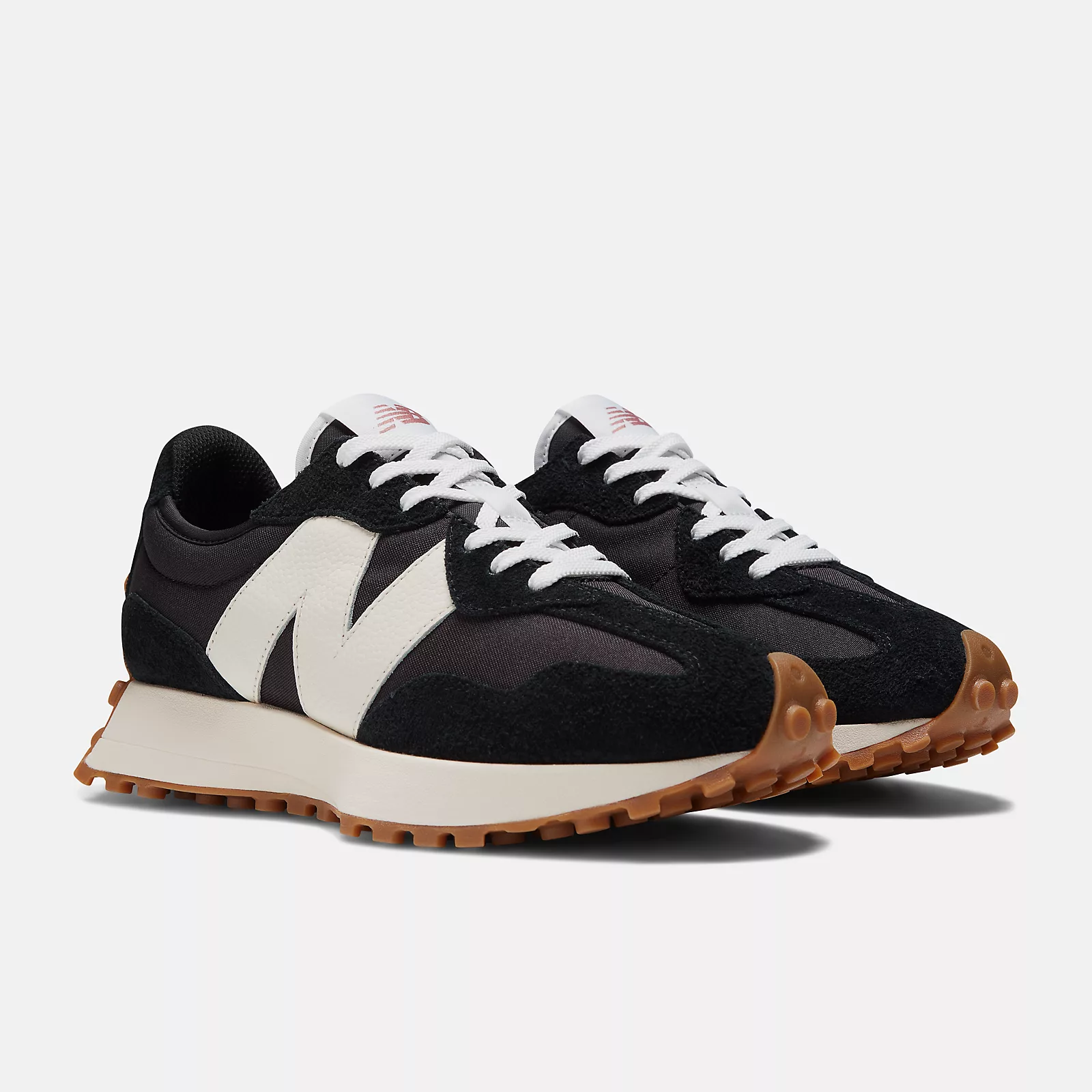New Balance327 Sneakers -  Men's/Women's-Black with White and Mineral Red