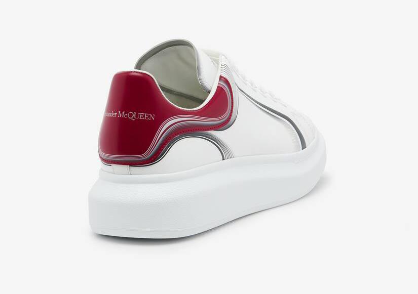 Alexander McQueen Men's Oversized Sneaker in White/garnet
