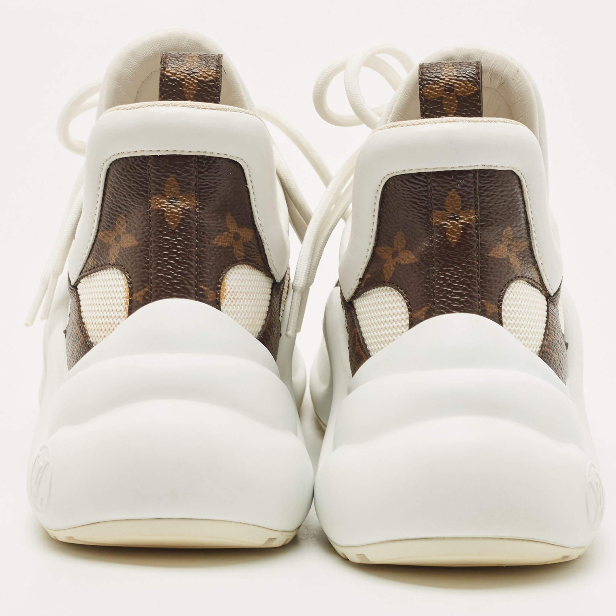 Louis Vuitton White/Monogram Canvas and Leather Archlight Sneakers