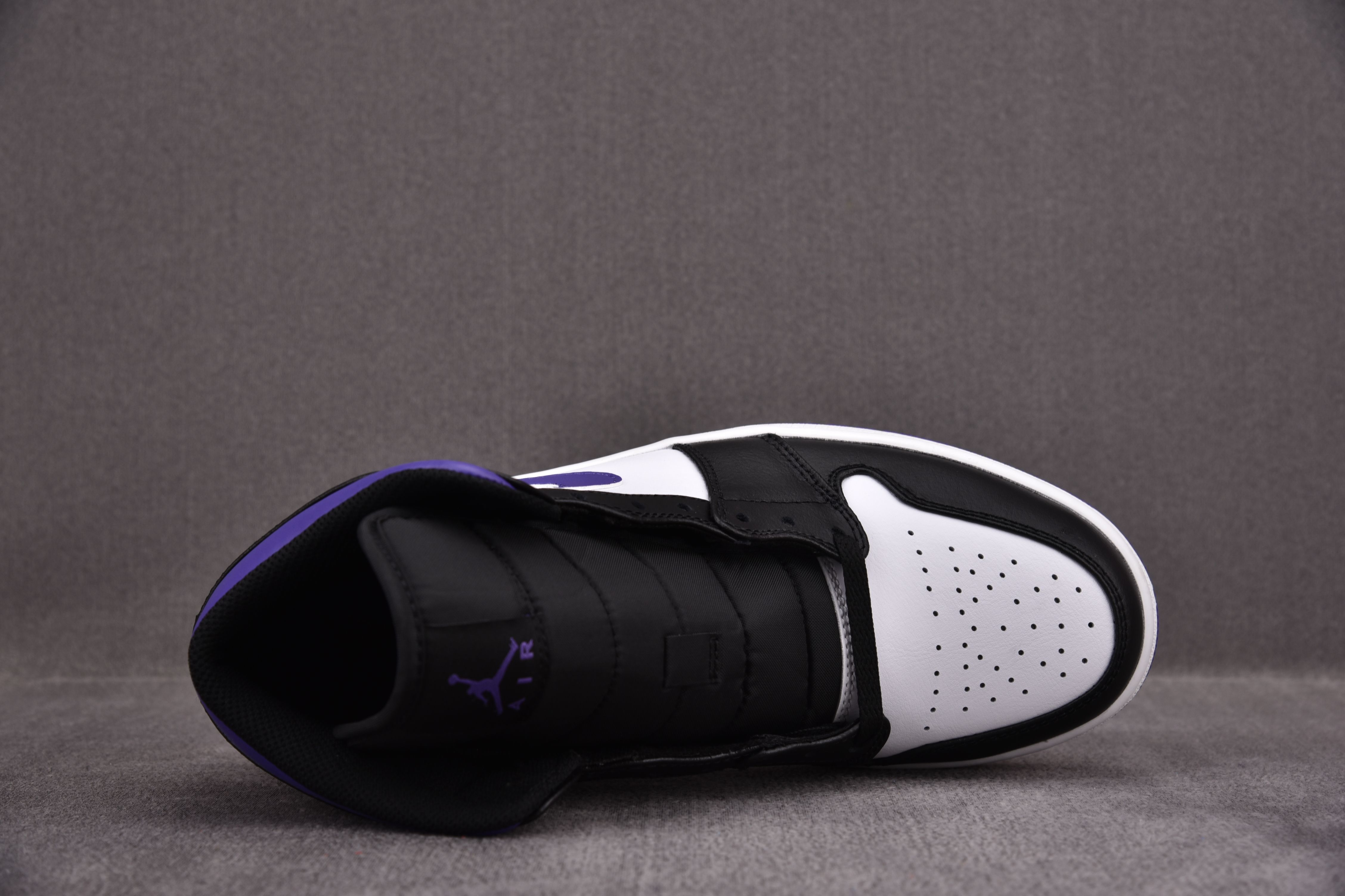 Jordan 1 Mid White Black Purple