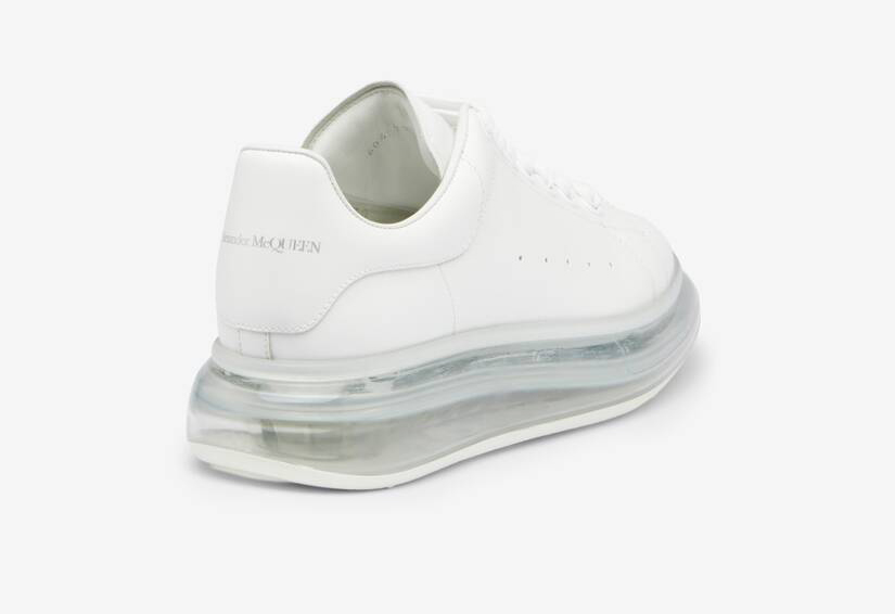Alexander McQueen Men's Oversized Transparent Sole Sneaker in White