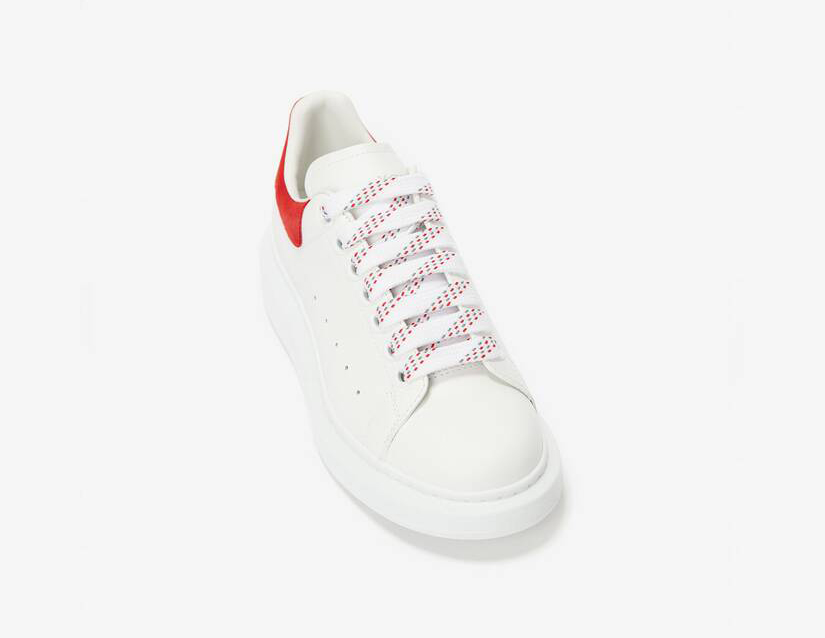 Alexander McQueen Men's Oversized Sneaker in White/lust Red