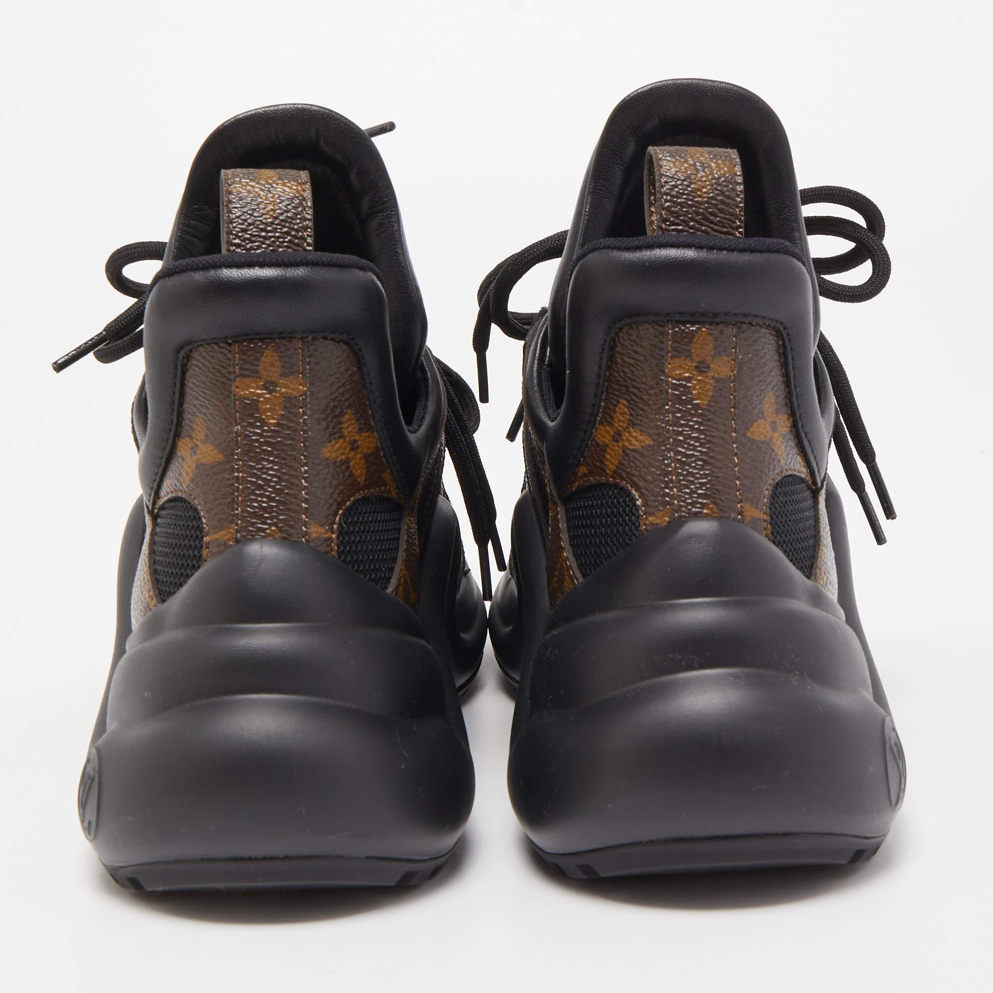 Louis Vuitton Black/Brown Mesh and Monogram Canvas Archlight Sneakers