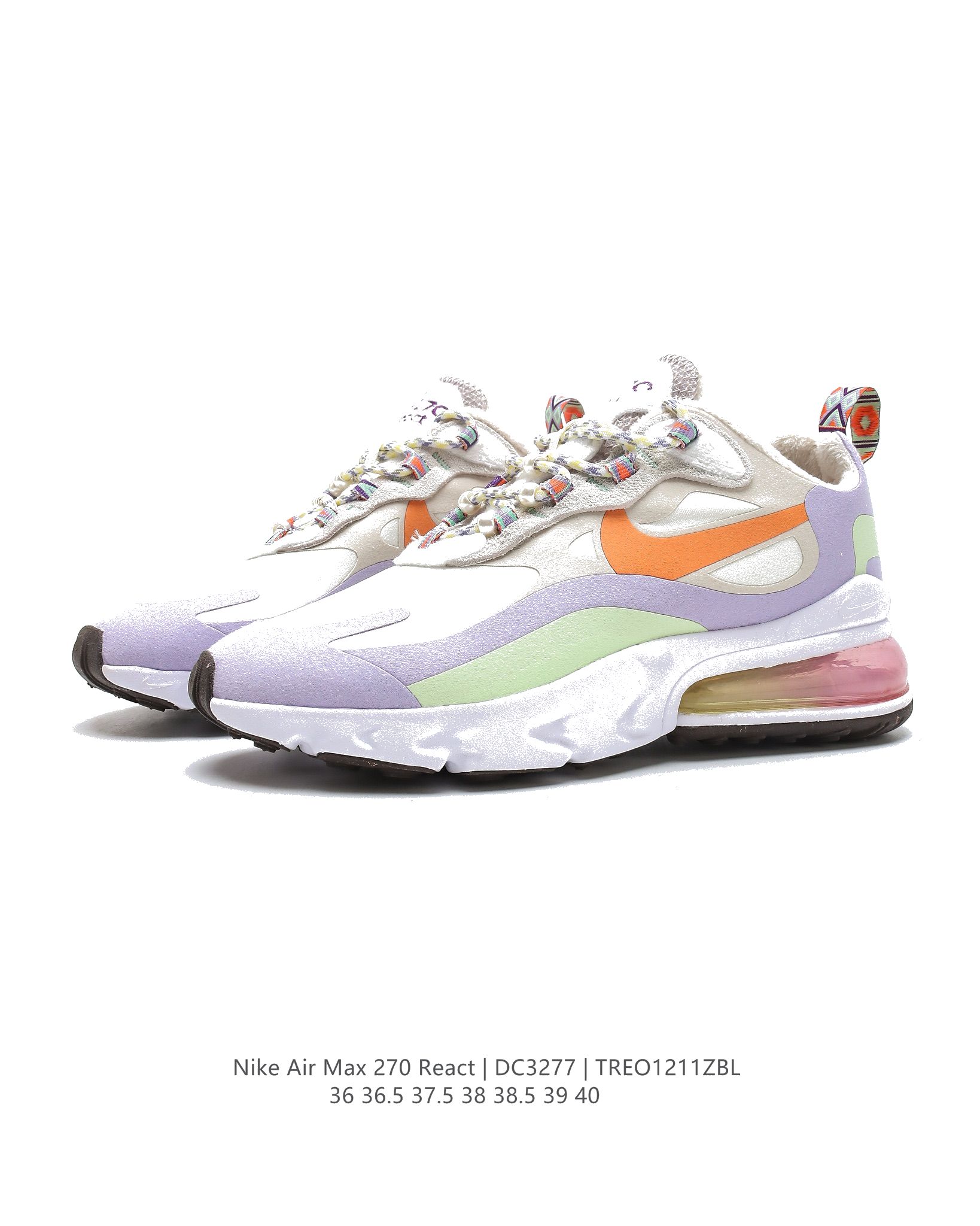 Nike Air Max 270 React SEBeige Orange Purple DC3276-101 Dames Schoenen