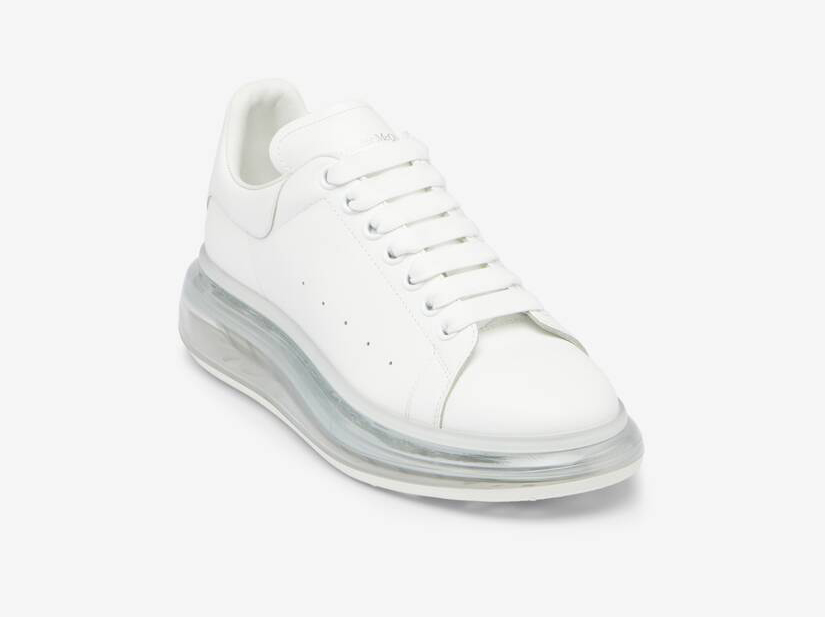 Alexander McQueen Men's Oversized Transparent Sole Sneaker in White