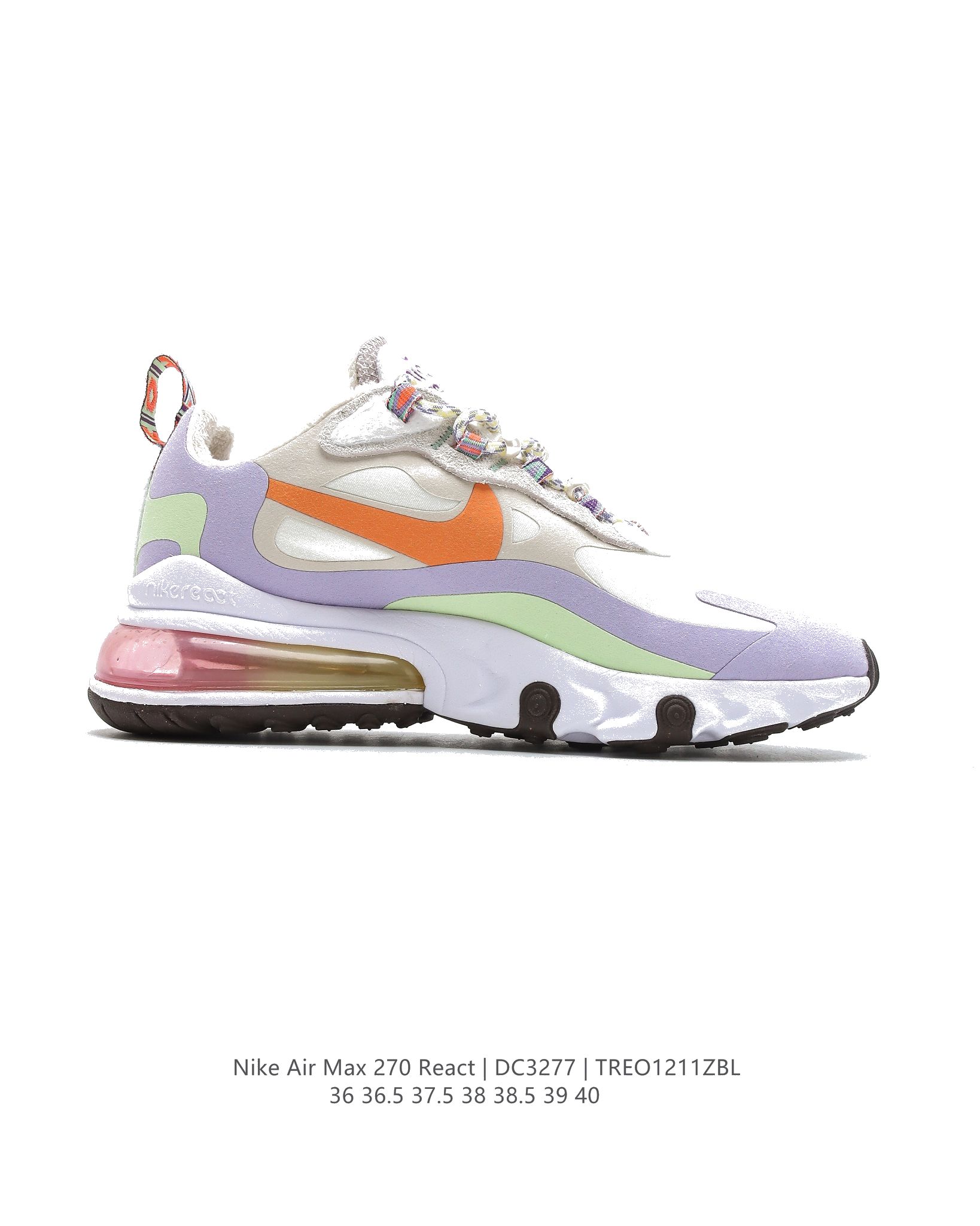 Nike Air Max 270 React SEBeige Orange Purple DC3276-101 Dames Schoenen