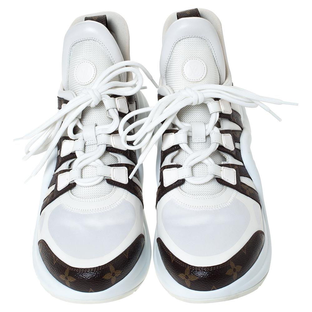 Louis Vuitton White Fabric  Canvas Archlight Lace Up Sneakers