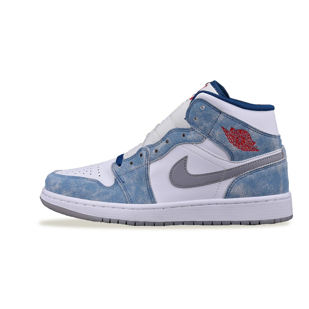 Jordan 1 Mid French Blue Fire Red