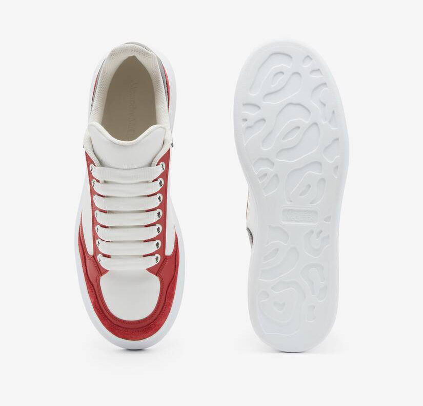 Alexander McQueen Men's Oversized Sneaker in White/welsh Red/black