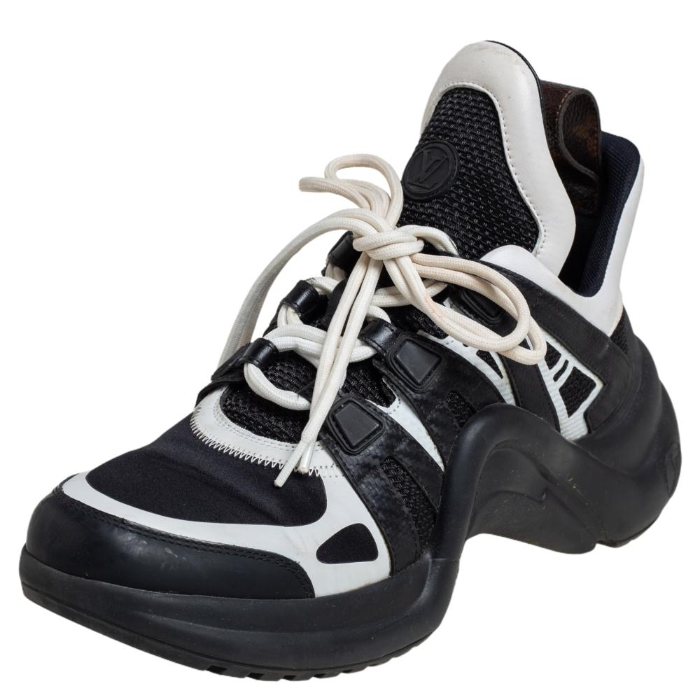 Louis Vuitton White/Black Leather And Mesh Archlight Sneakers