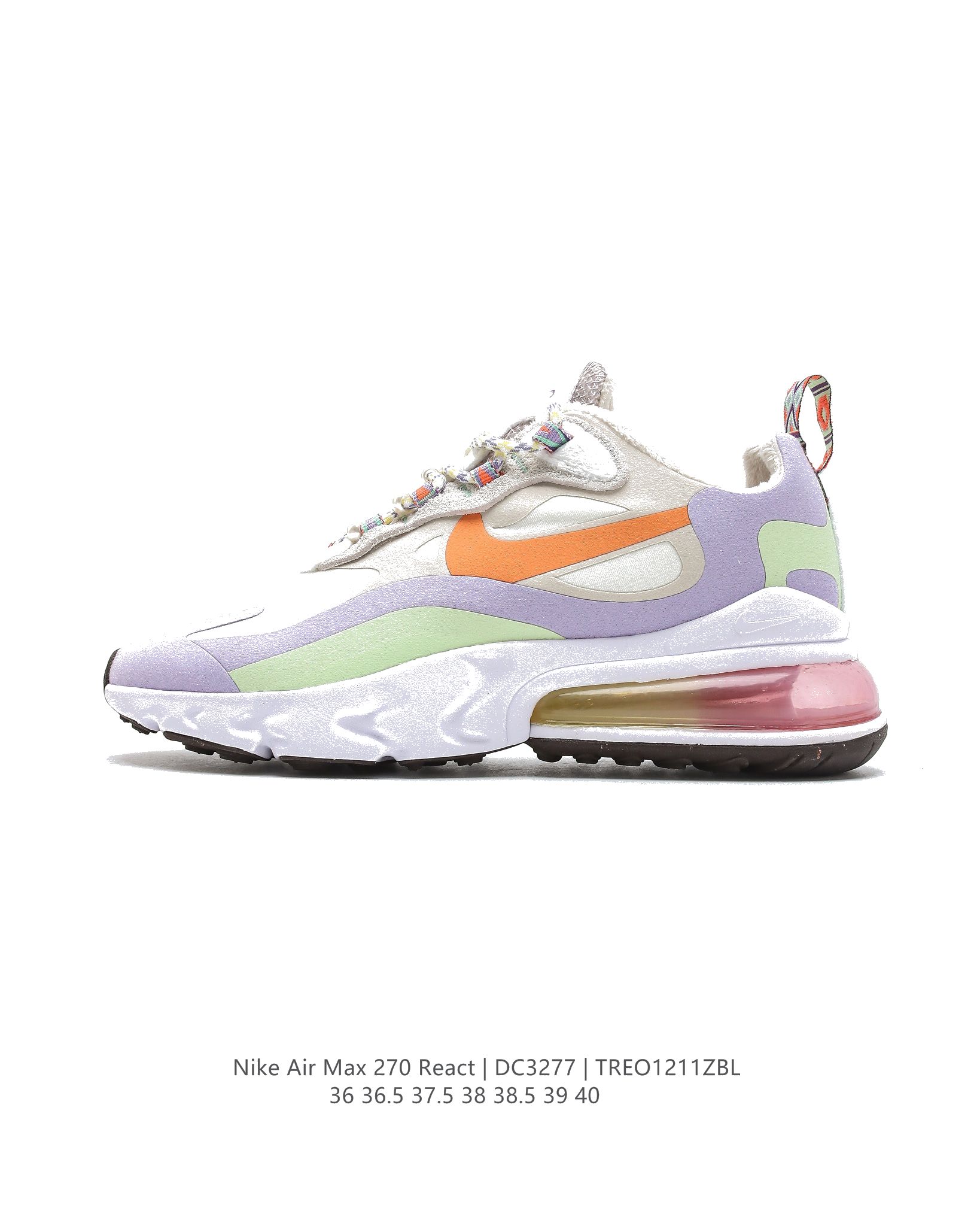 Nike Air Max 270 React SEBeige Orange Purple DC3276-101 Dames Schoenen