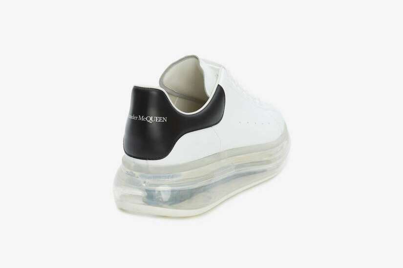 Alexander McQueen Men's Oversized Transparent Sole Sneaker in White/black