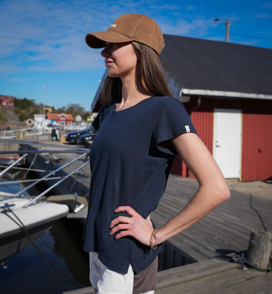 Amundsen Sports Linen Tee Womens Faded Navy