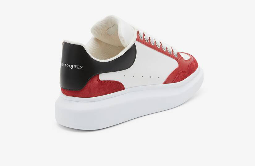 Alexander McQueen Men's Oversized Sneaker in White/welsh Red/black