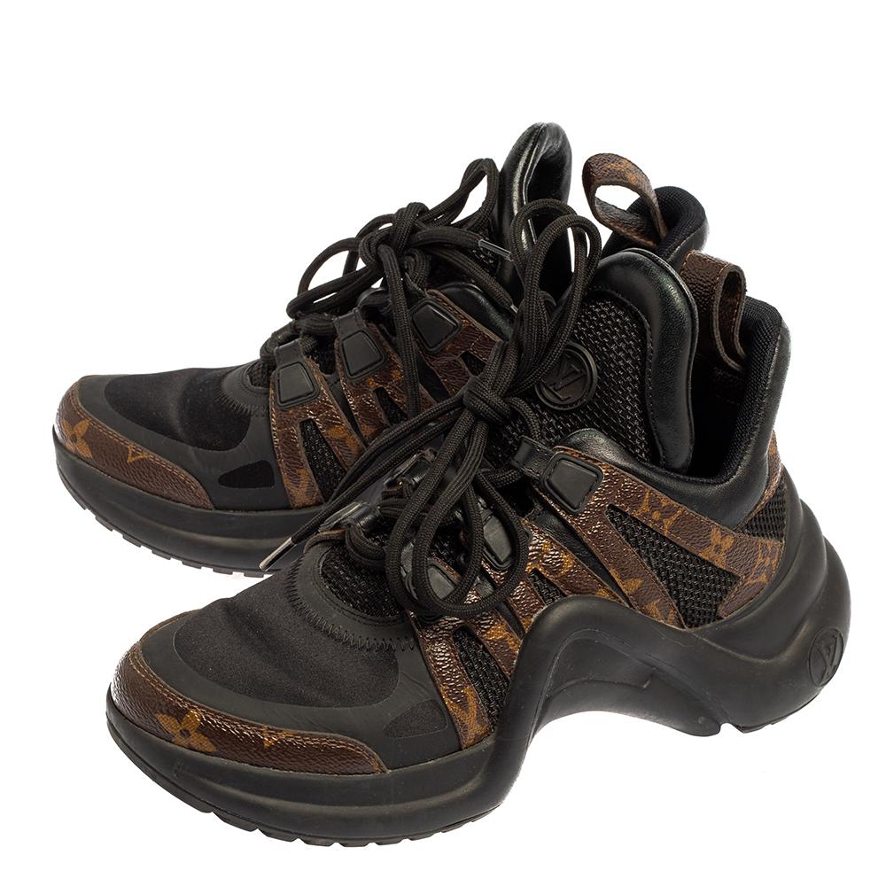 Louis Vuitton Black/Brown Monogram Canvas And Neoprene Archlight Sneakers