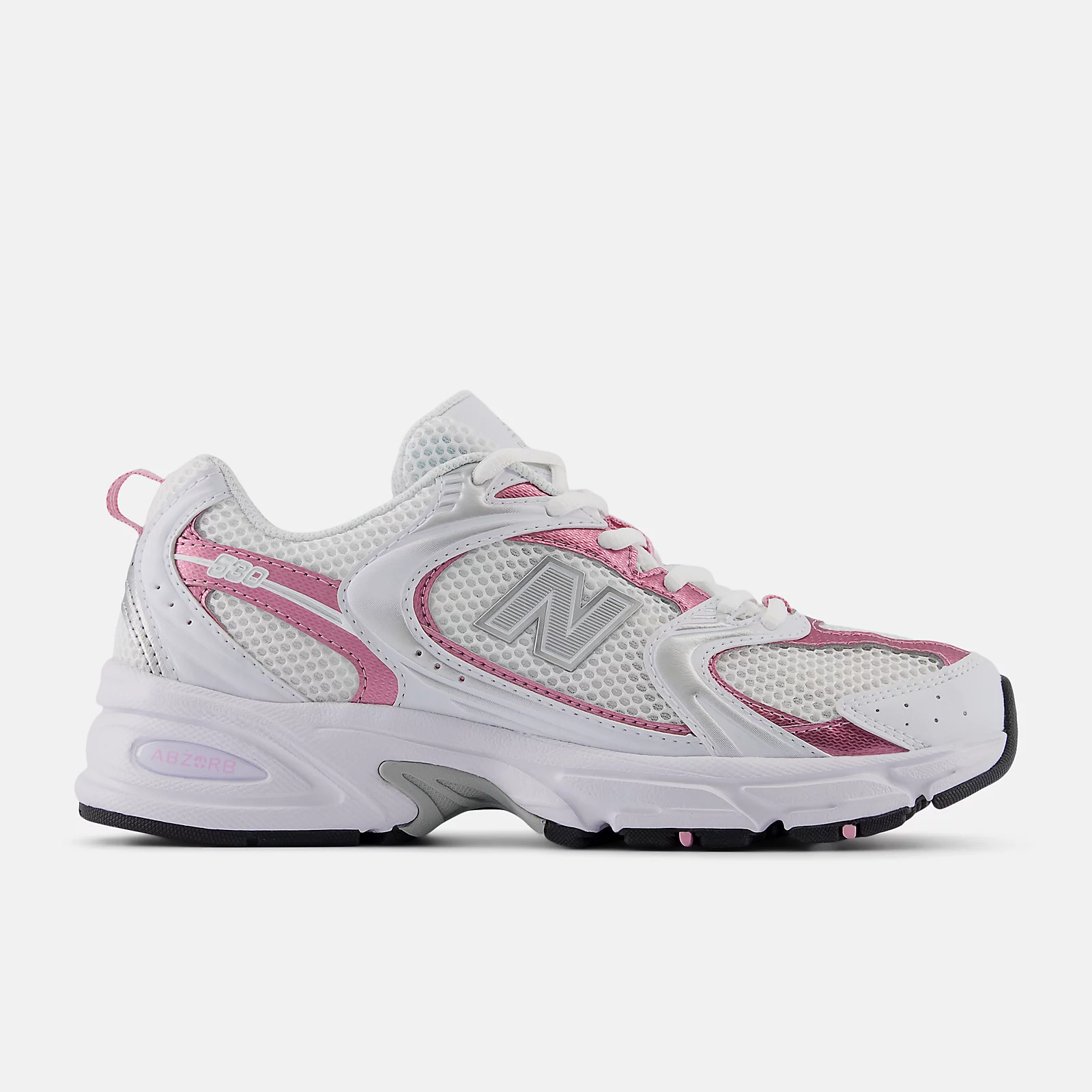 New Balance Unisex 530 Sneakers-Men's/Women's-White with Pink Sugar and Silver Metallic
