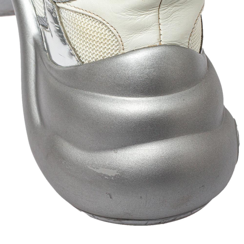 Louis Vuitton Silver/White Leather And Mesh Archlight Sneakers