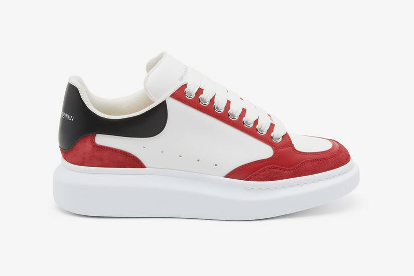 Alexander McQueen Men's Oversized Sneaker in White/welsh Red/black