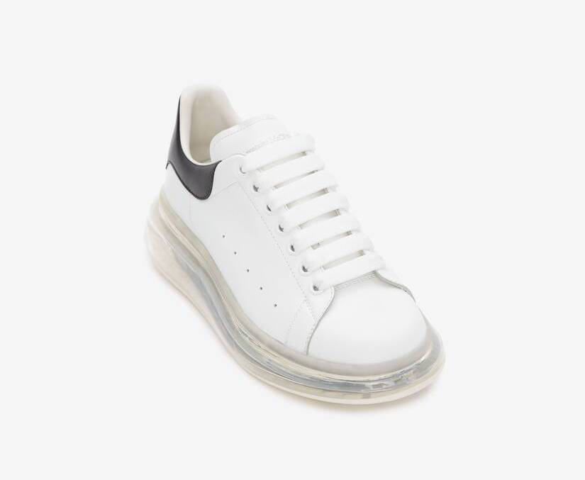 Alexander McQueen Men's Oversized Transparent Sole Sneaker in White/black