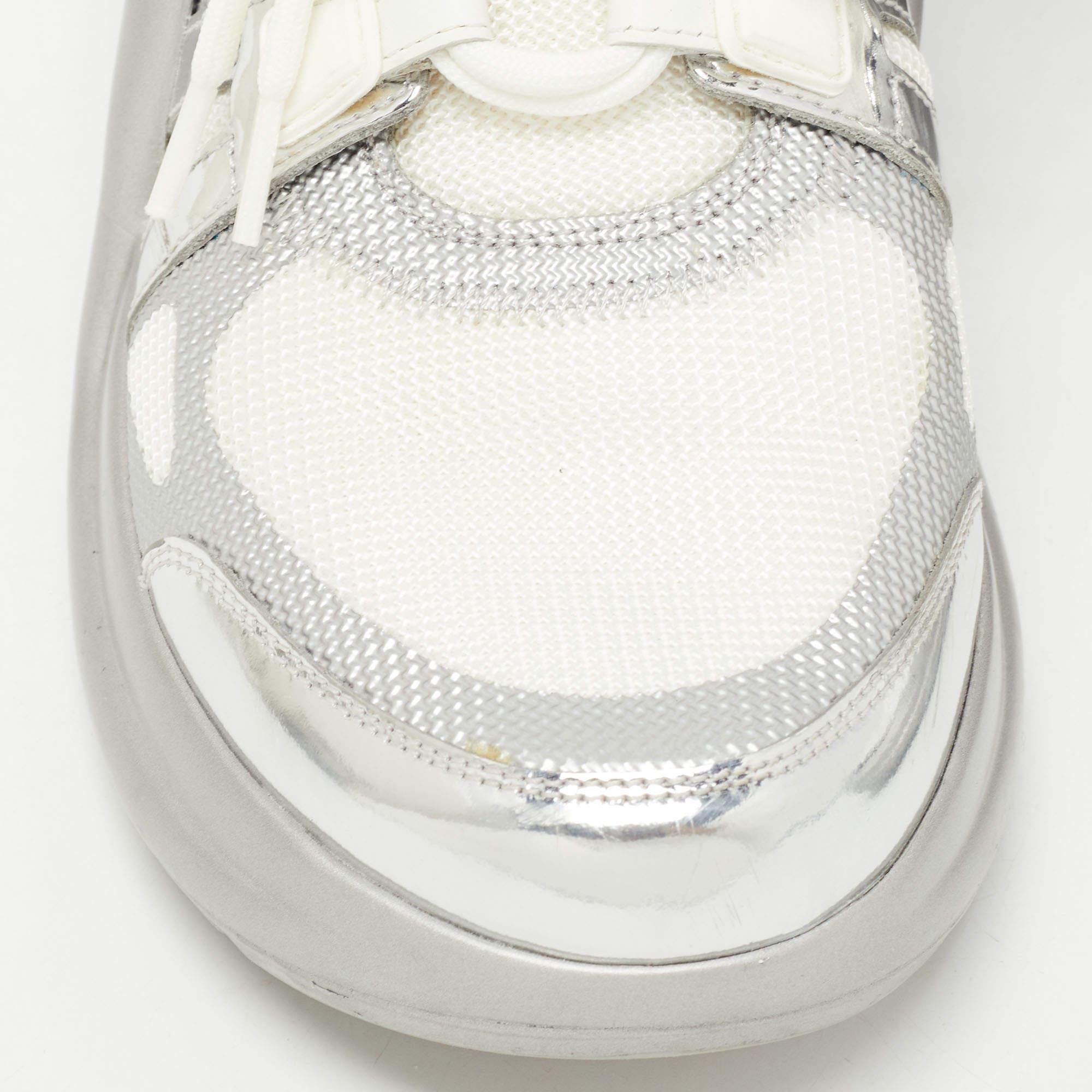 Louis Vuitton Silver/White Leather and Mesh Archlight Sneakers