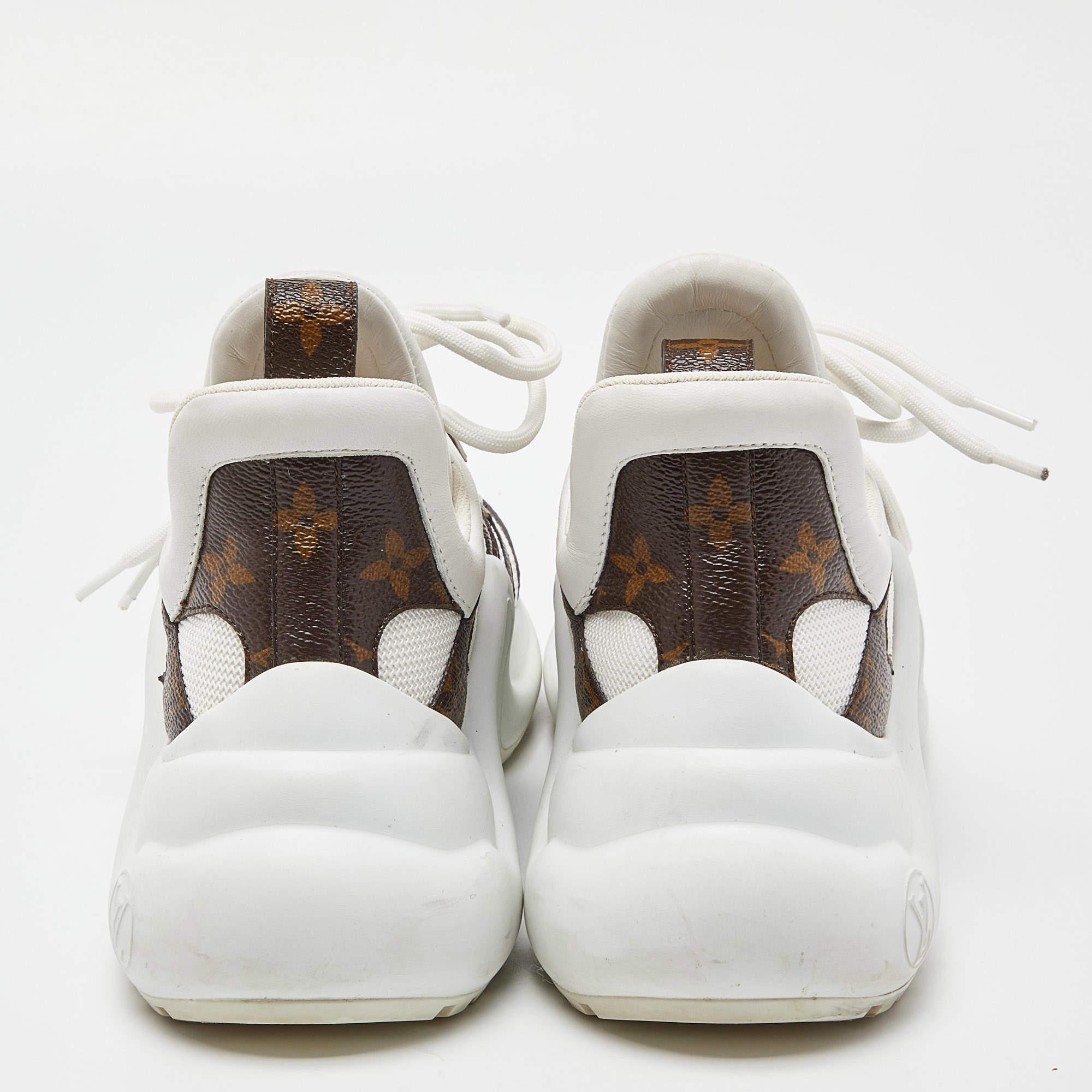 Louis Vuitton White/Brown Monogram Canvas and Nylon Archlight Sneakers