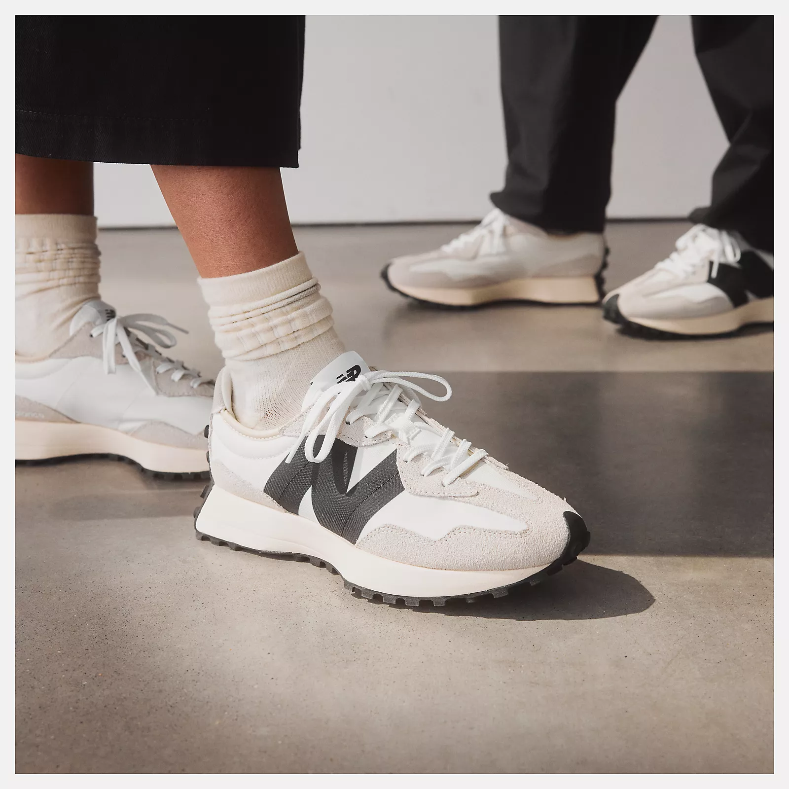 New Balance327 Sneakers -  Men's/Women's-Sea Salt with White and Black
