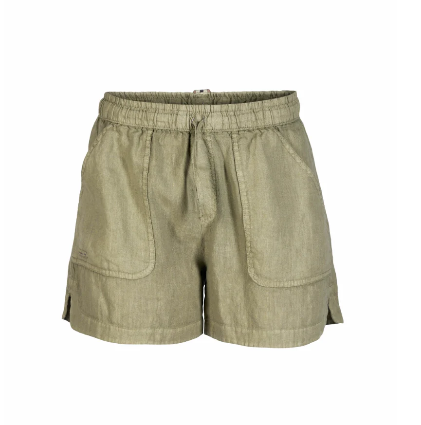Amundsen Sports Safari Linen Shorts Womens Olive Ash