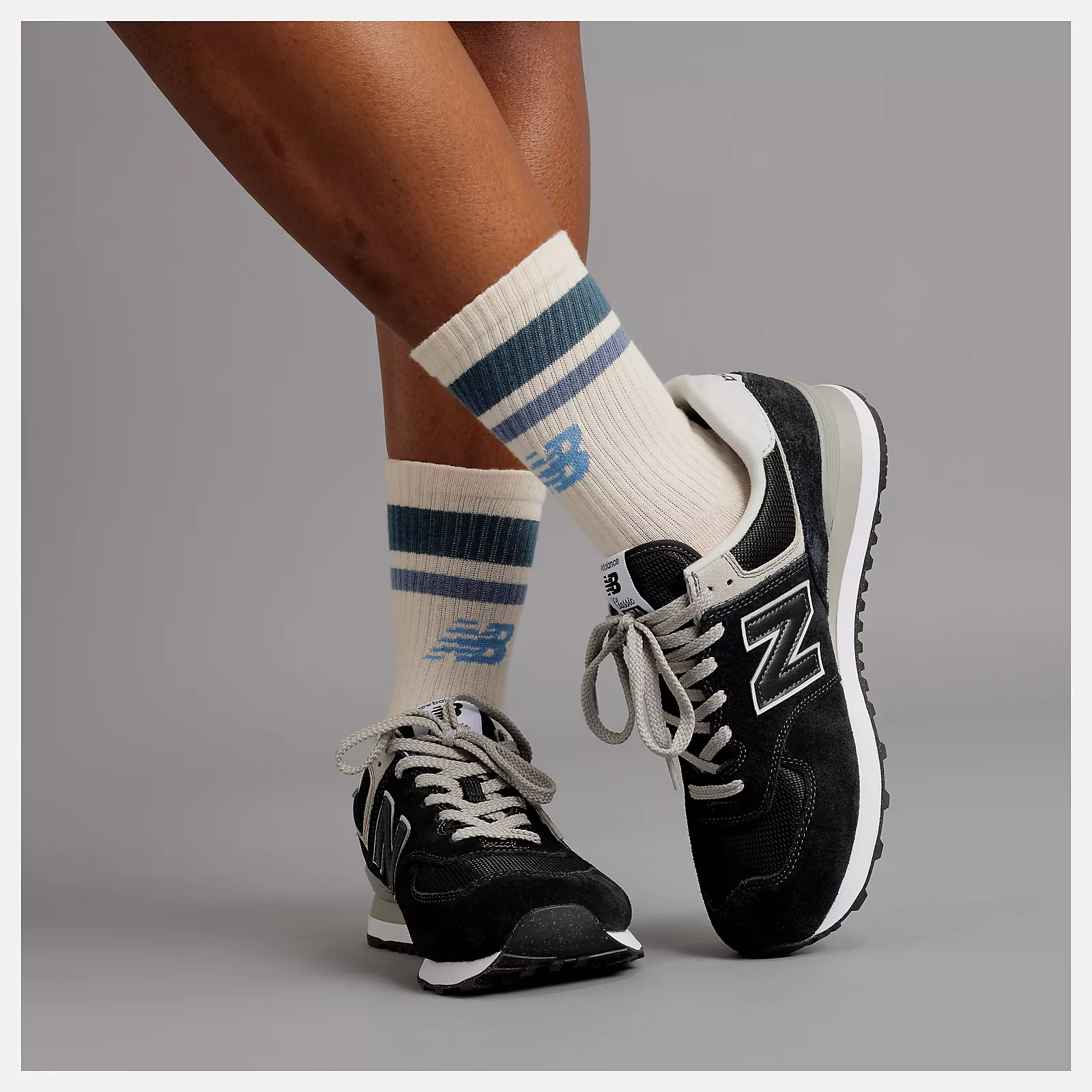 New Balance 574 Running Sneakers -  Men's/Women's-Black with White