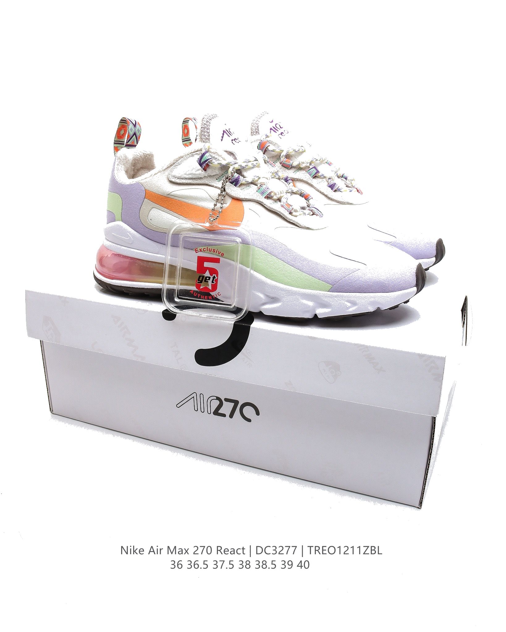 Nike Air Max 270 React SEBeige Orange Purple DC3276-101 Dames Schoenen