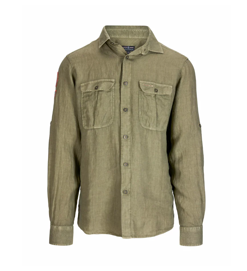 Amundsen Sports Safari Linen Shirt G. Dyed Mens Olive Ash