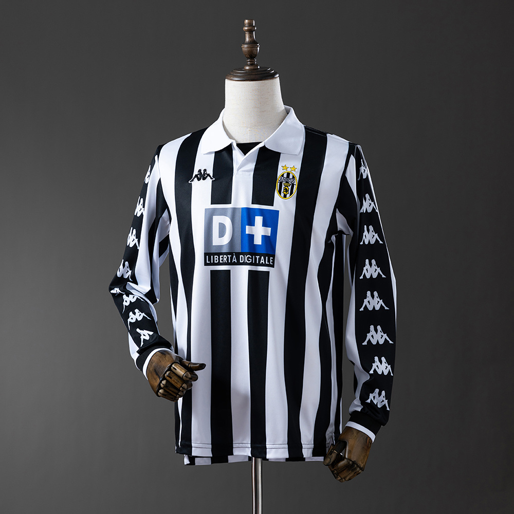Juventus 1999/00 Home Long Sleeve Retro Jersey – Vintage Replica Football Soccer Shirt – S–XXL