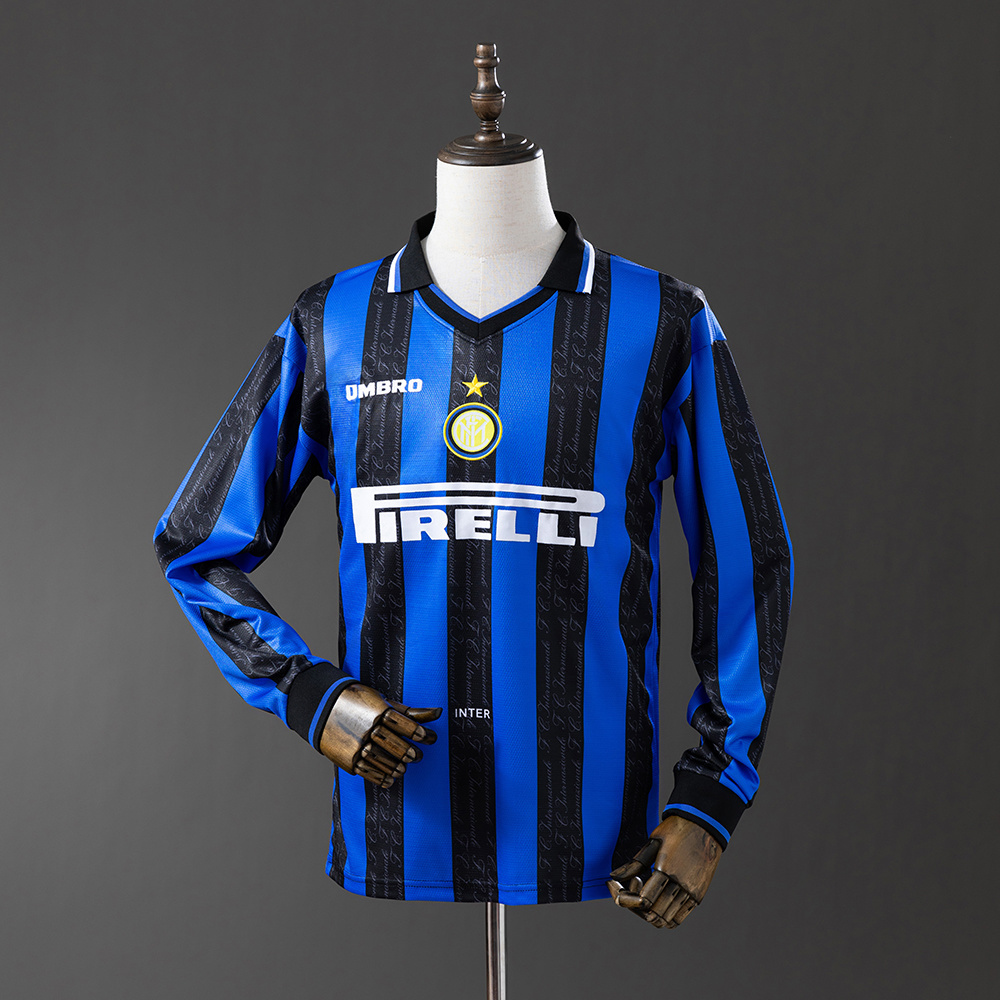 Inter Milan 1997/98 Home Long Sleeve Retro Jersey – Vintage Replica Football Soccer Shirt – S–XXL