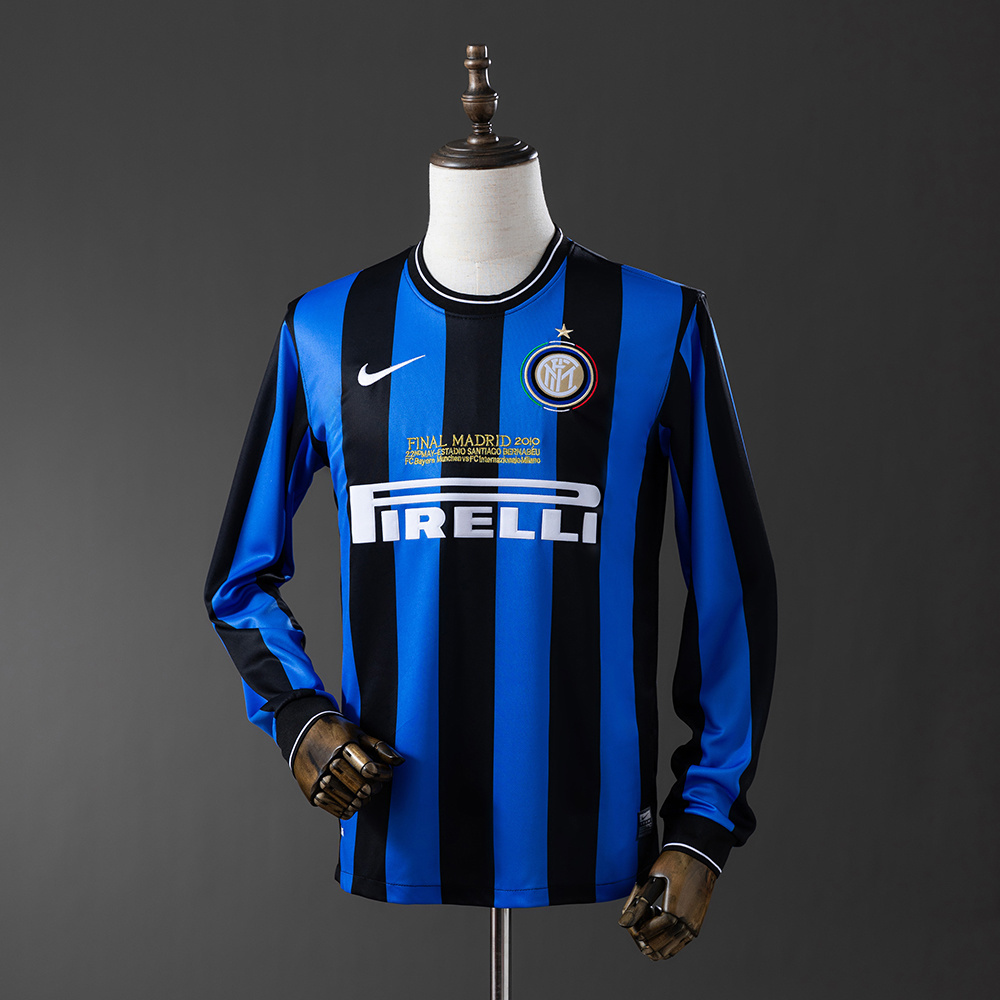 Inter Milan 2009/10 Home Retro Long Sleeve Jersey – Vintage Replica Football Soccer Shirt – S–XXL