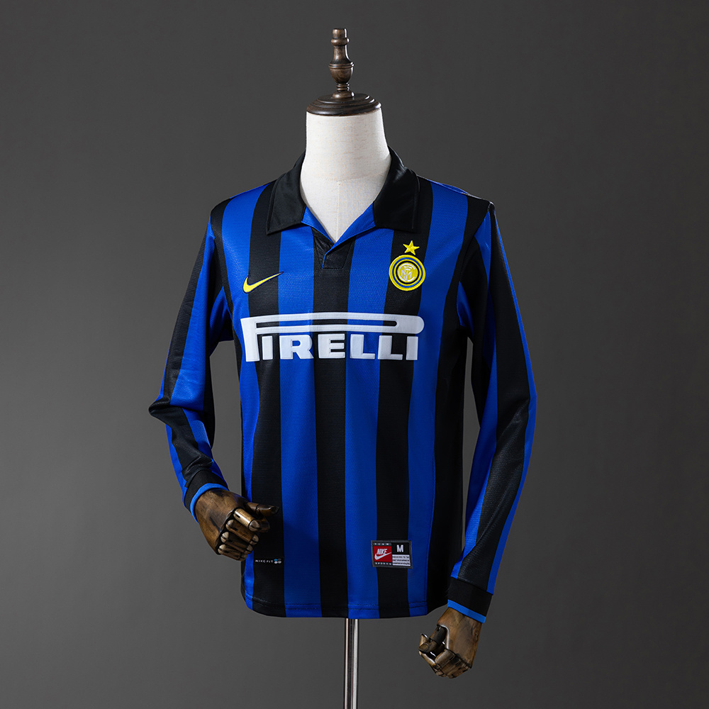 Inter Milan 1998 Home Long Sleeve Retro Jersey – Vintage Replica Football Soccer Shirt – S–XXL